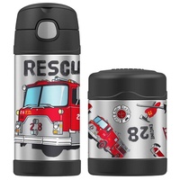 THERMOS FUNTAINER 290ml FOOD CONTAINER + 355ml DRINK BOTTLE FIRETRUCK