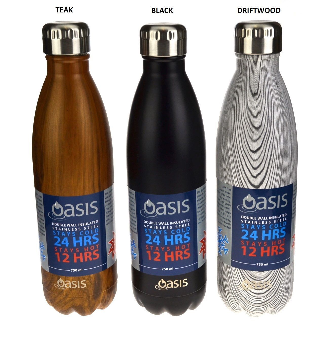 NEW OASIS DRINK BOTTLE 500ml Double Wall Insulated Thermal Hot Cold Lid