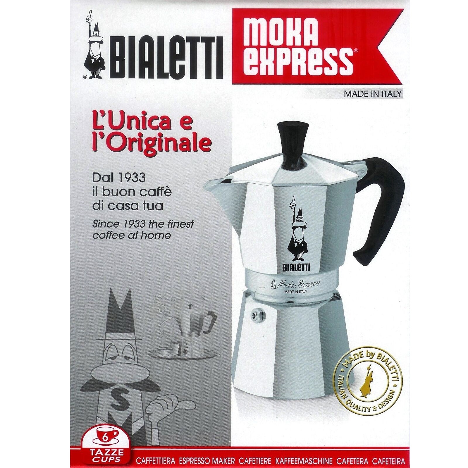 Bialetti Casa Italia Moka 6 Express Espresso Maker