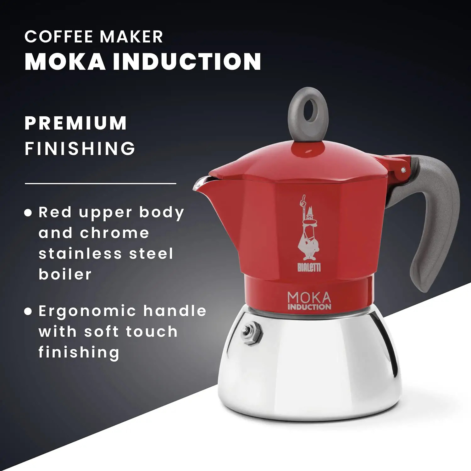 Buy BIALETTI MOKA 6 CUP MOKA INDUCTION RED ESPRESSO MAKER Online