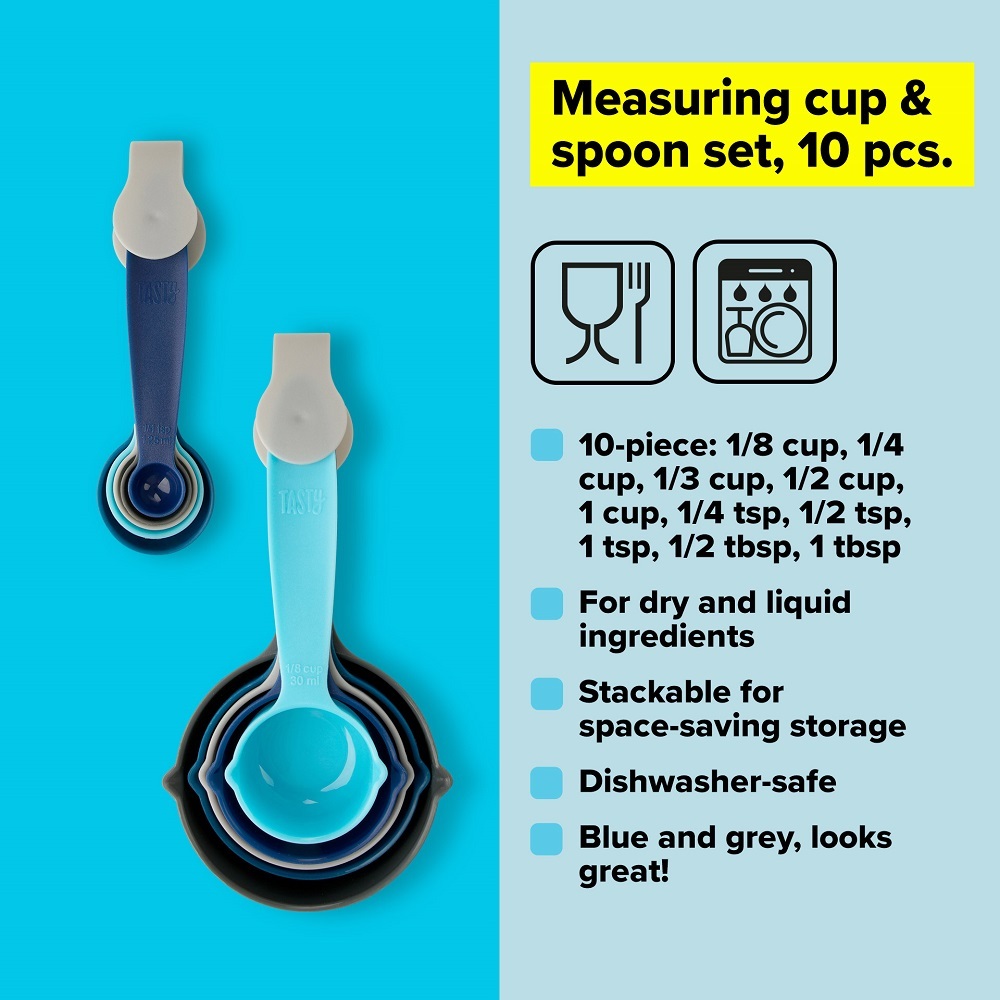 Tasty 10 Piece Measuring Cups and Spoons Set with Pour Spouts