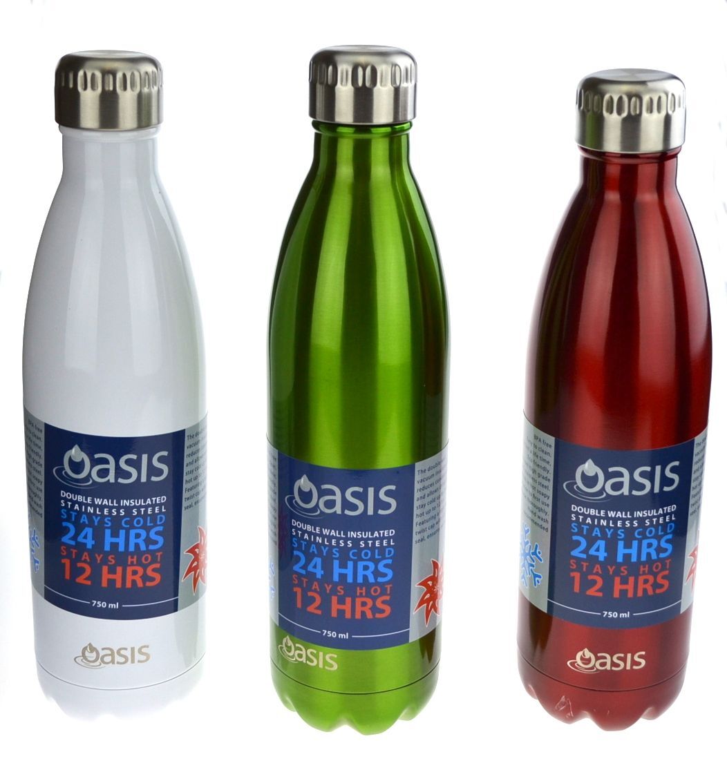 NEW OASIS DRINK BOTTLE 500ml Double Wall Insulated Thermal Hot Cold Lid