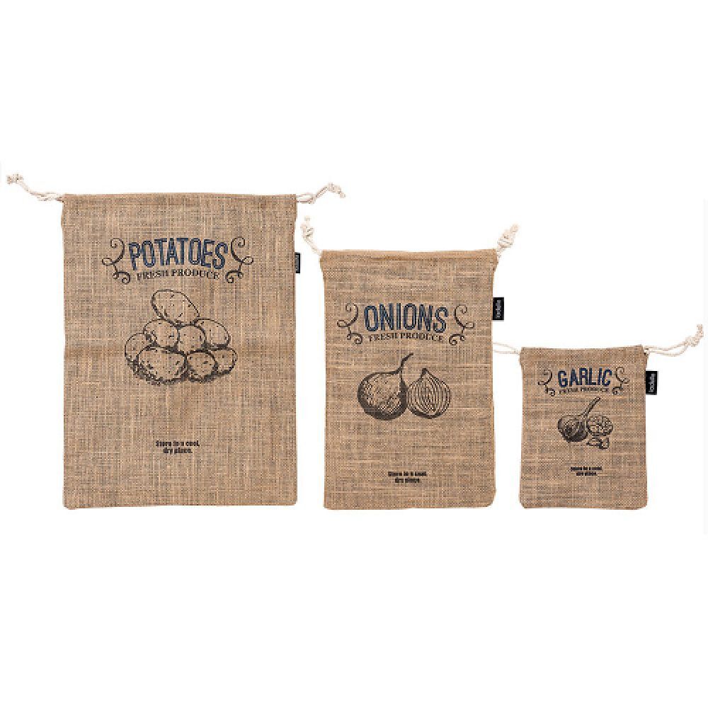 NEW LADELLE GARLIC ONION POTATO HESSIAN BAG SET Jute Produce Vegetable