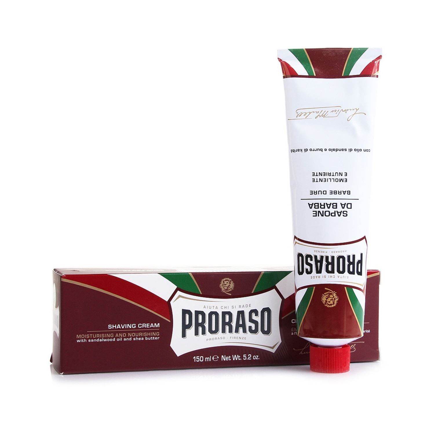 NEW PRORASO SHAVING CREAM TUBE 150ml Sandalwood MOISTURISING
