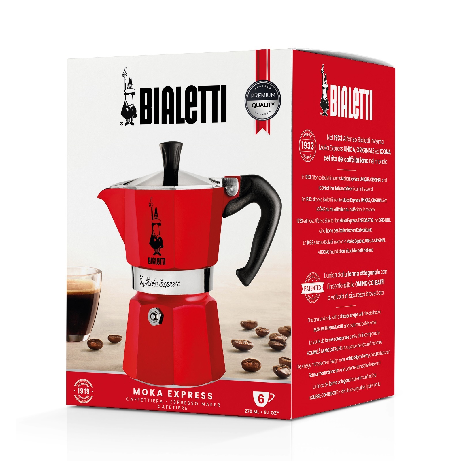 Buy BIALETTI MOKA 6 CUP MOKA INDUCTION RED ESPRESSO