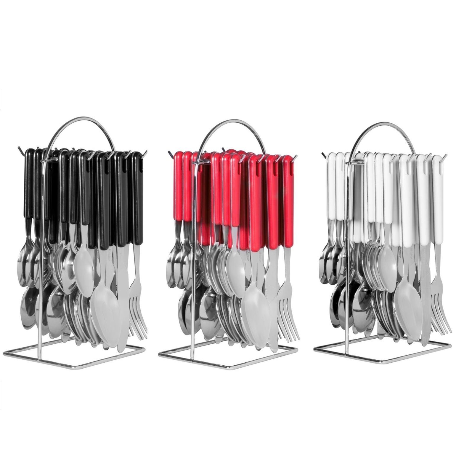 NEW AVANTI 24 PIECE HANGING CUTLERY SET Stainless Steel Picnic RED