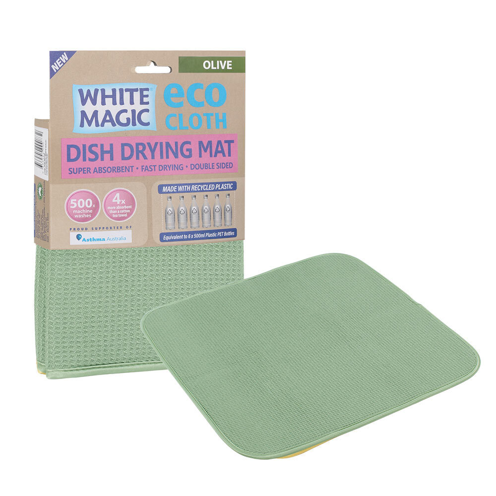 NEW WHITE MAGIC ECO CLOTH DISH DRYING MAT 40 x 45cm Absorbent Dish  Glassware Gla