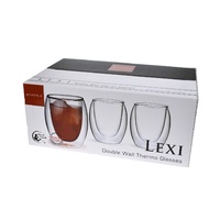 LEXI 100ML DUAL DOUBLE WALL ESPRESSO CUPS - SET OF 6