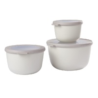 MEPAL CIRQULA 3 PIECE ROUND STORAGE CONTAINER SET LARGE - NORDIC WHITE