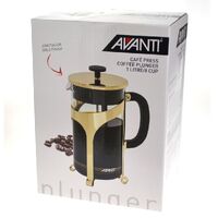 AVANTI AMBASSADOR GOLD FINISH 8 CUP COFFEE PLUNGER PRESS - 1 Litre