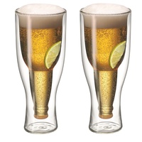 AVANTI TOP UP TWIN WALL BEER GLASS 400ml SET OF 2