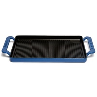 CHASSEUR SKY BLUE 42 x 24cm CAST IRON RECTANGULAR GRILL TRAY