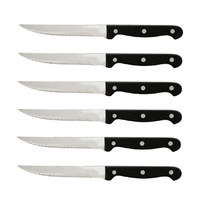 POINTED TIP WOOD HANDLE STEAK KNIFE SET OF 6