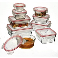 GLASSLOCK 9 PIECE TEMPERED GLASS FOOD CONTAINER OVEN SAFE SET
