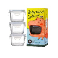 GLASSLOCK 3 PIECE BABY FOOD CONTAINER SET WITH LIDS - SQUARE