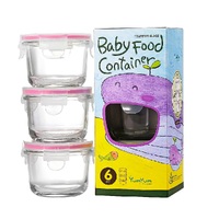 GLASSLOCK 3 PIECE BABY FOOD CONTAINER SET WITH LIDS - ROUND