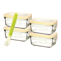 GLASSLOCK 5 PIECE BABY FOOD CONTAINER SET WITH LIDS - RECTANGLE