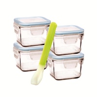 GLASSLOCK 5 PIECE BABY FOOD CONTAINER SET WITH LIDS - SQUARE