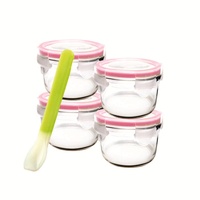 GLASSLOCK 5 PIECE BABY FOOD CONTAINER SET WITH LIDS - ROUND