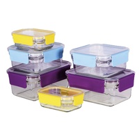 GLASSLOCK 6 PIECE TEMPERED GLASS FOOD CONTAINER PREMIUM OVEN SAFE SET