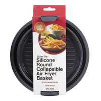 DAILY BAKE GREY SILICONE COLLAPSIBLE AIR FRYER BASKET 22cm