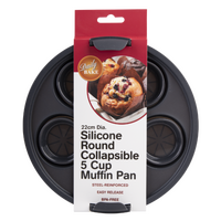 DAILY BAKE GREY SILICONE COLLAPSIBLE AIR FRYER 5 MUFFIN PAN
