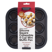 DAILY BAKE GREY SILICONE COLLAPSIBLE AIR FRYER 9 MUFFIN PAN