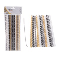 APPETITO SET 24 REUSABLE GLITZ & GLAM STRAWS + CLEANING BRUSH