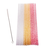 APPETITO SET 12 REUSABLE SPARKLE PARTY STRAWS + CLEANING BRUSH