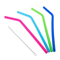 APPETITO SET 4 REUSABLE SILICONE BENT DRINKING STRAWS + CLEANING BRUSH