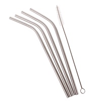 APPETITO SET 4 BENT STAINLESS STEEL STRAWS + CLEANING BRUSH