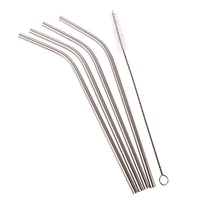 APPETITO SET 4 BENT STAINLESS STEEL STRAWS + CLEANING BRUSH