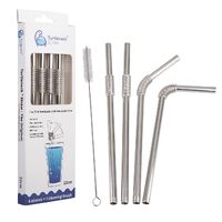 TURTLENECK STAINLESS STEEL BENDABLE STRAW SET 4 WITH CLEANING BRUSH