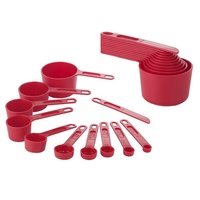 EDGE DESIGN 11 PIECE RED PLASTIC MEASURING CUP AND SPOON SET 