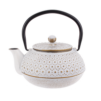 TEAOLOGY CAST IRON TEAPOT - BEADED WHITE GOLD 600ml