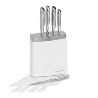 STANLEY ROGERS WHITE & STEEL 6 PIECE KNIFE BLOCK SET