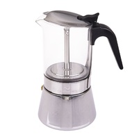 CASABARISTA CAPRI 3 CUP GLASS TOP STAINLESS STEEL ESPRESSO MAKER (INDUCTION BASE)