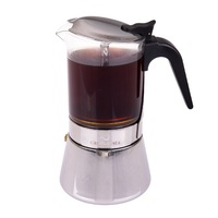 CASABARISTA CAPRI 6 CUP GLASS TOP STAINLESS STEEL ESPRESSO MAKER (INDUCTION BASE)