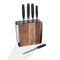 STANLEY ROGERS FRAMED ACACIA 6 PIECE KNIFE BLOCK SET