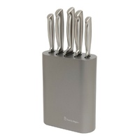 STANLEY ROGERS METALLIC  PEWTER VERTICAL OVAL 6 PIECE KNIFE BLOCK SET