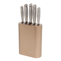 STANLEY ROGERS METALLIC CHAMPAGNE VERTICAL OVAL 6 PIECE KNIFE BLOCK SET