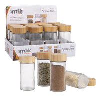 APPETITO GLASS ROUND SPICE JAR WITH BAMBOO LID - SET of 6