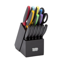 TASTY 15 PIECE SOFT GRIP STAINLESS STEEL KNIFE BLOCK SET