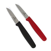 VICTORINOX PARING KNIFE POINTED TIP WAVY EDGE 8cm RED OR BLACK