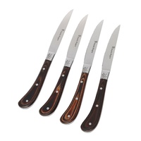 STANLEY ROGERS 4 PIECE PISTOL GRIP STEAK KNIVES - WOODLANDS BROWN