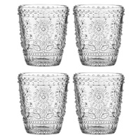 LADELLE SUNFLOWER GLASS TUMBLER 350ml SET OF 4 - CLEAR