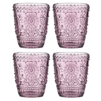 LADELLE SUNFLOWER GLASS TUMBLER 350ml SET OF 4 - PINK