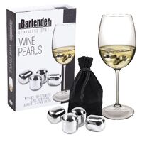 BARTENDER STAINLESS STEEL WINE PEARLS SET 4 WITH BAG