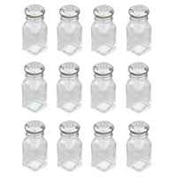 12 GLASS SALT AND PEPPER SHAKERS SQUARE 