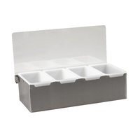 TRENTON COCKTAIL BAR 4 COMPARTMENT CONDIMENT DISPENSER STAINLESS STEEL & PLASTIC